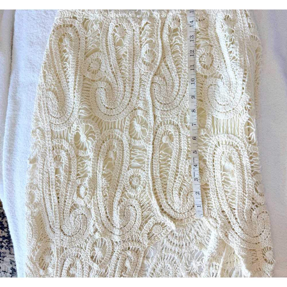 Ivory Asymmetrical crochet skirt Boho-Chic Statement Festival Resort Beech Sz-M - Picture 8 of 10